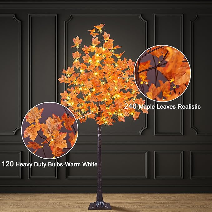 LIGHTSHARE 6FT Lighted Maple Tree with 120 Warm White LEDs
