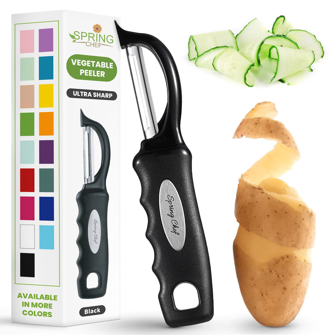 Swivel Vegetable Peeler – Soft Grip Handle, Black