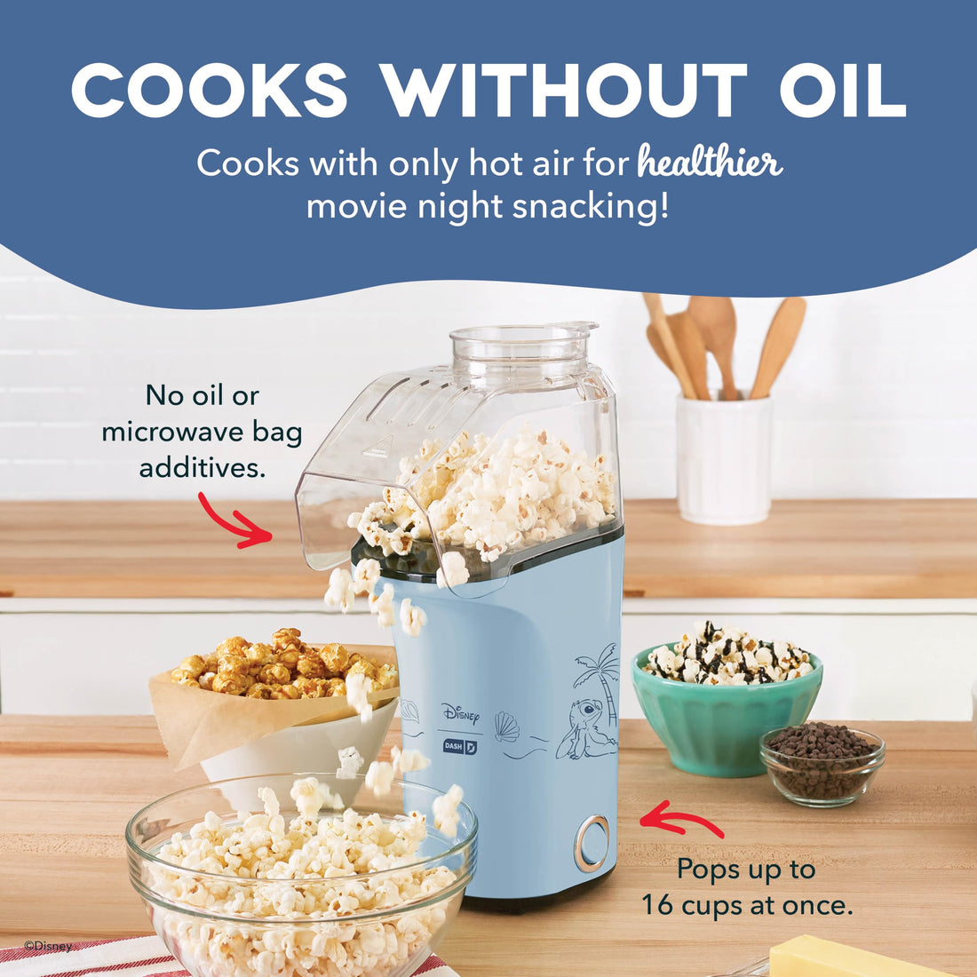 16-Cup Hot Air Popcorn Maker – Oil-Free Popcorn Popper