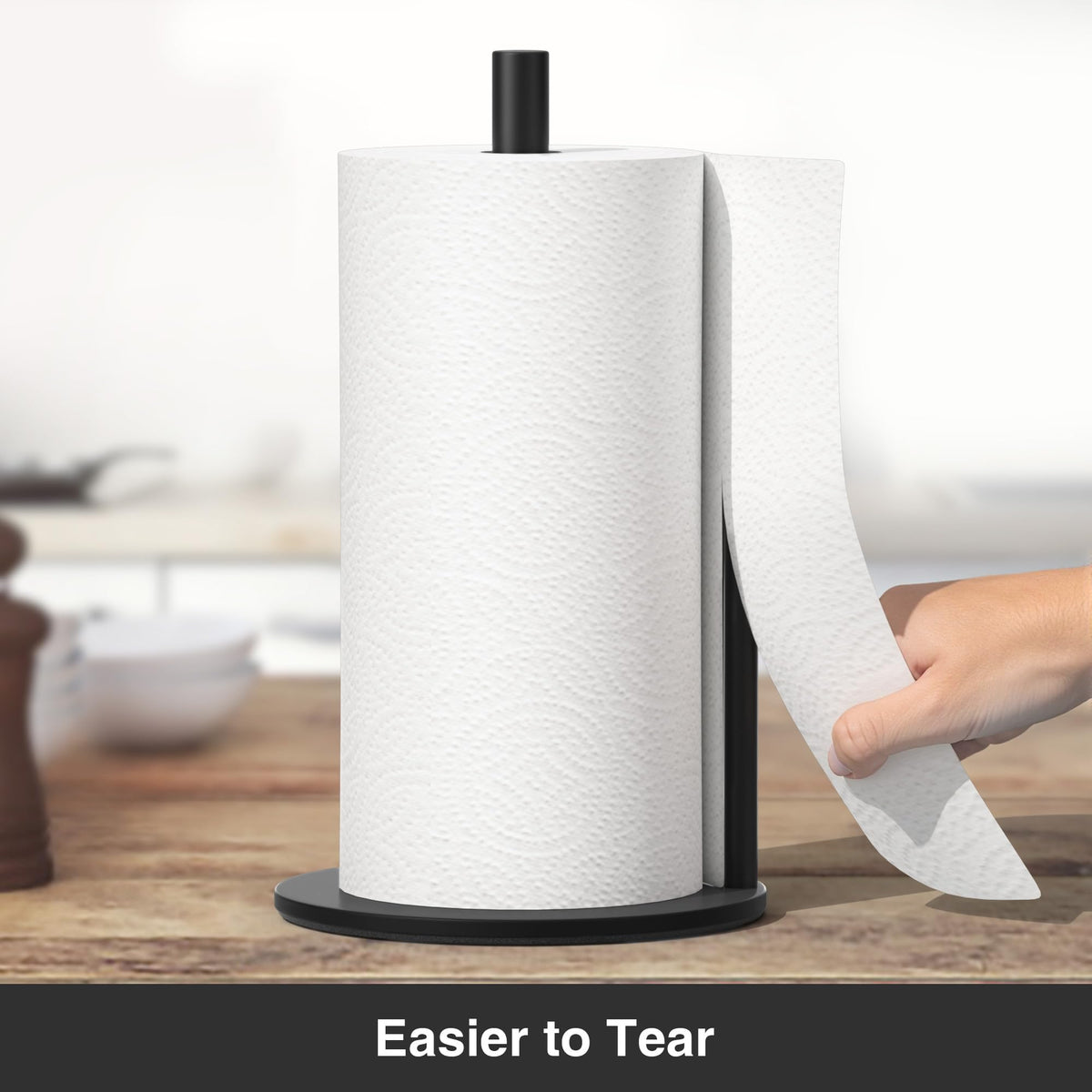 Black Stainless Steel Paper Towel Holder – Countertop Roll Organizer