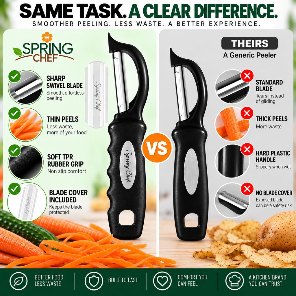 Swivel Vegetable Peeler – Soft Grip Handle, Black