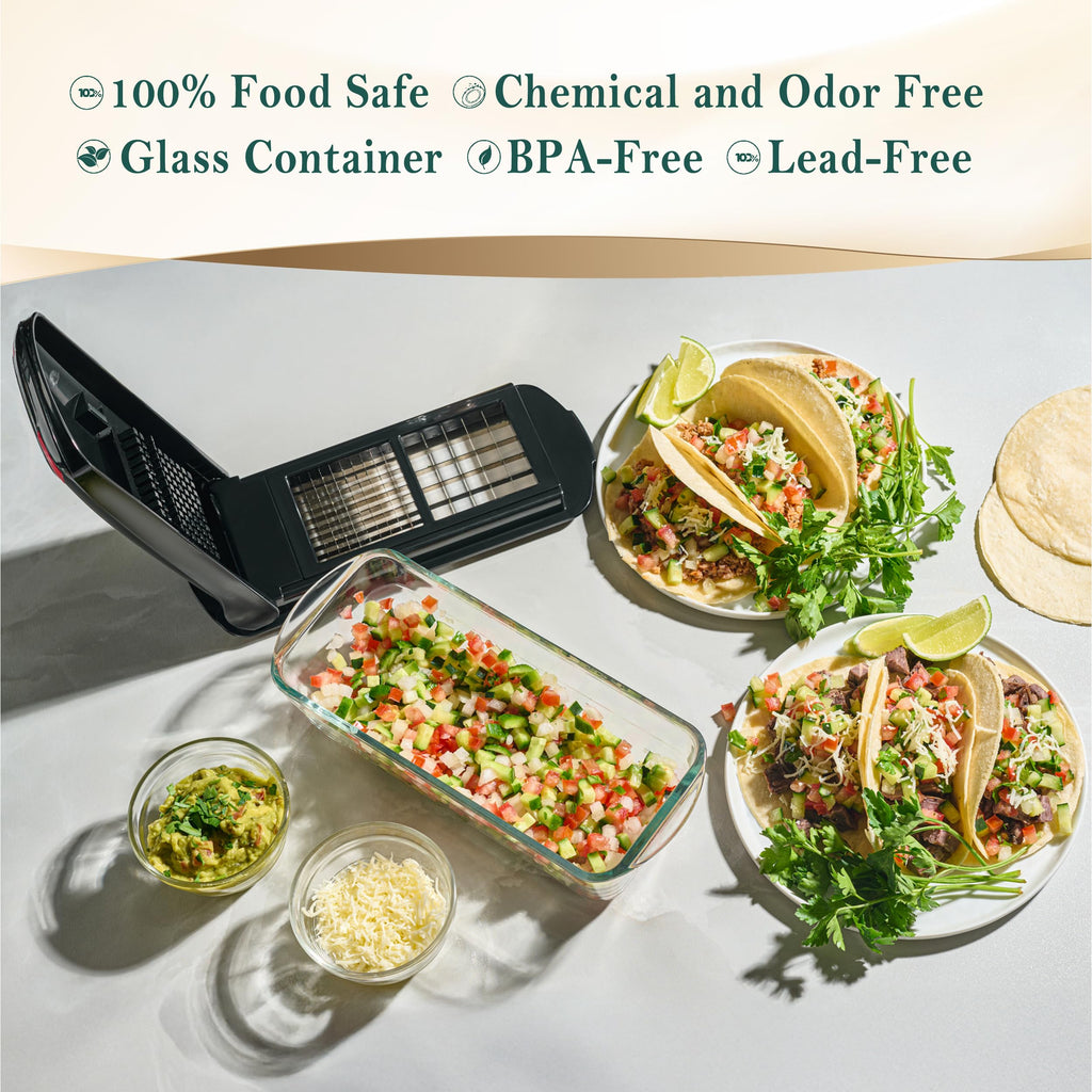 13-in-1 Vegetable Chopper with Glass Container – Manual Food Slicer