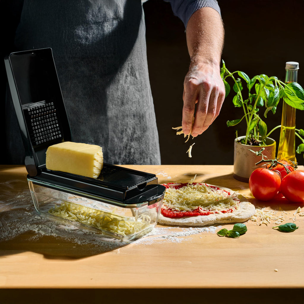 13-in-1 Vegetable Chopper with Glass Container – Manual Food Slicer