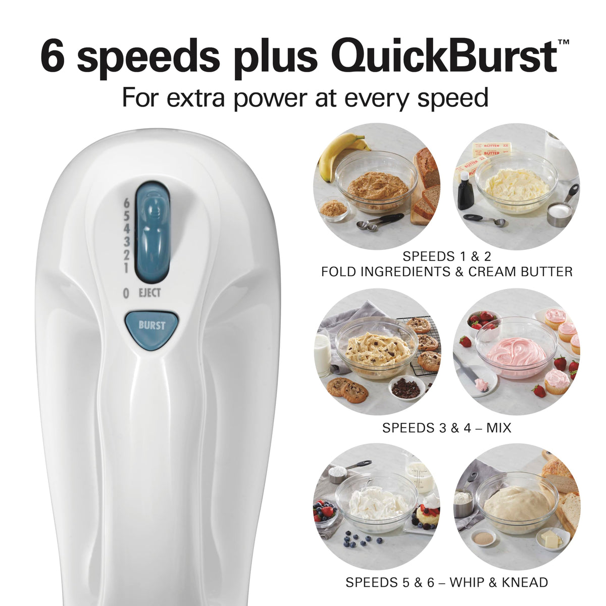 6-Speed Electric Hand Mixer – QuickBurst, Bowl Rest, Kitchen Mixer