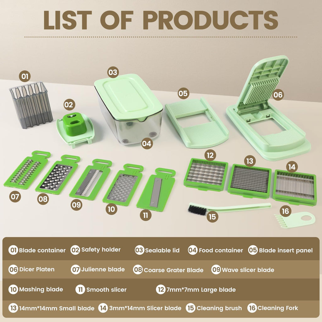 16-in-1 Vegetable Chopper – Mandoline Slicer, Dicer & Grater