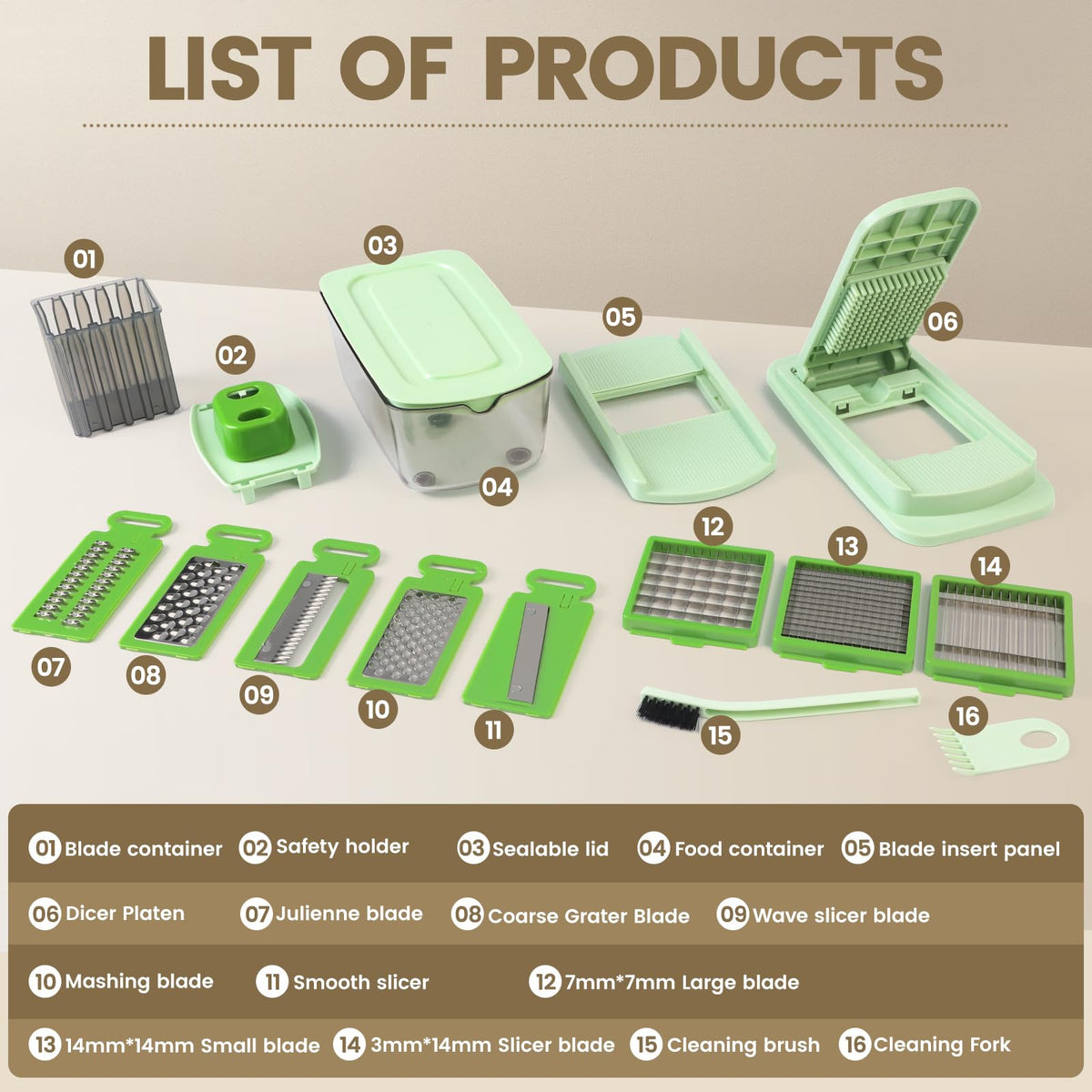 16-in-1 Vegetable Chopper – Mandoline Slicer, Dicer & Grater