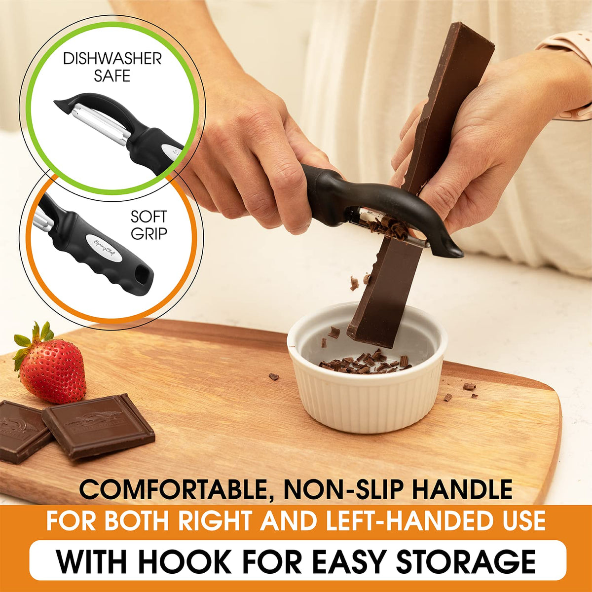 Swivel Vegetable Peeler – Soft Grip Handle, Black