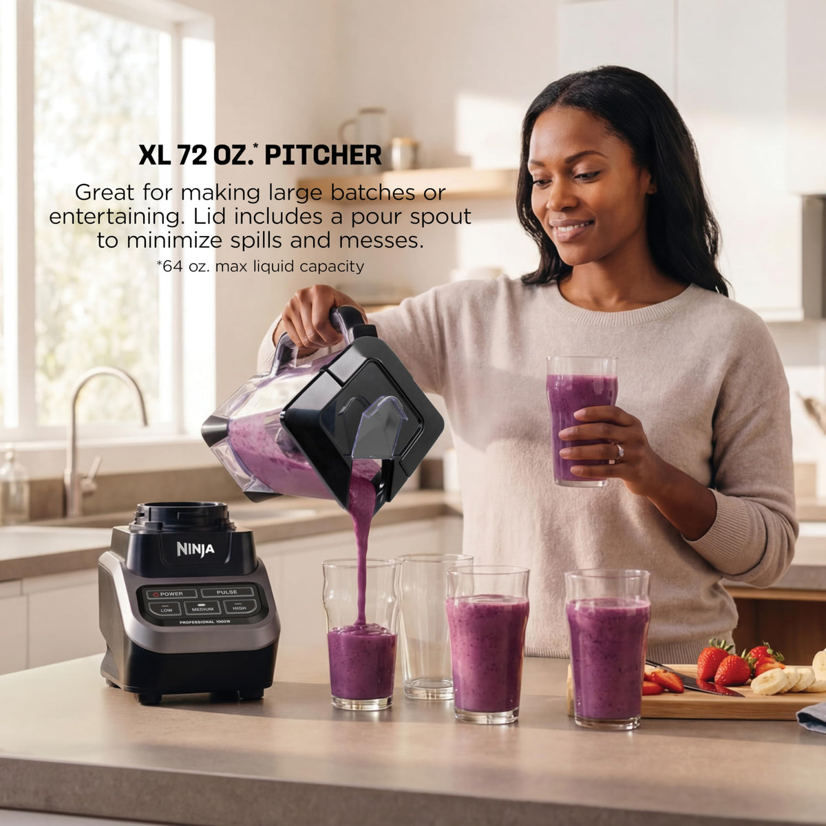 1000W Professional Blender – 72 oz Pitcher, High-Power Blender