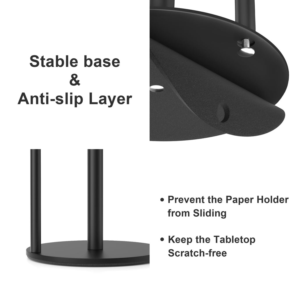 Black Stainless Steel Paper Towel Holder – Countertop Roll Organizer