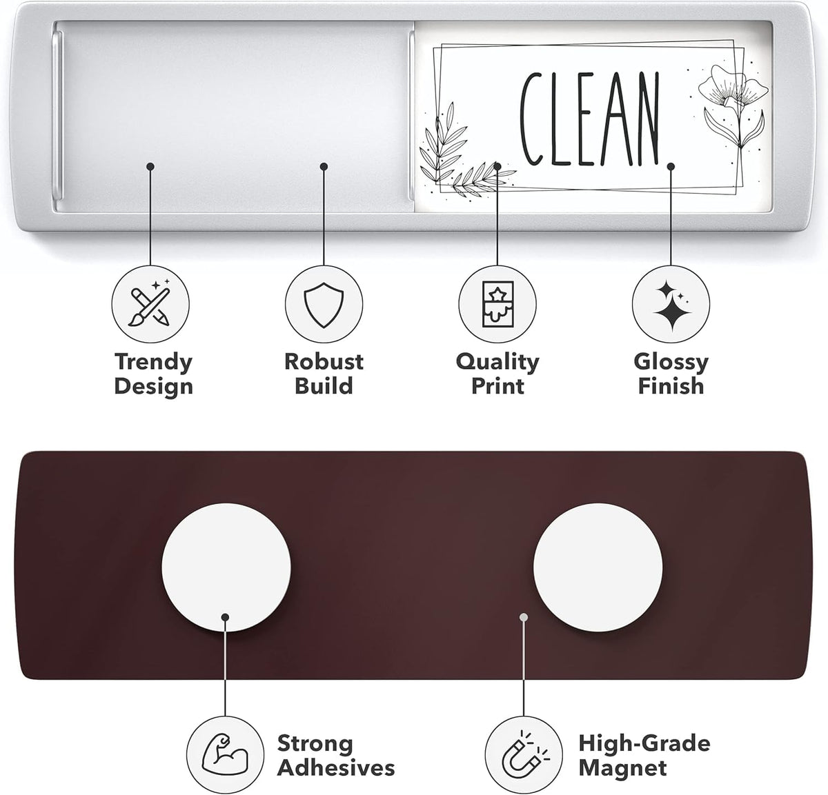 Dishwasher Clean Dirty Magnet – 7 x 2 Inch Kitchen Sign