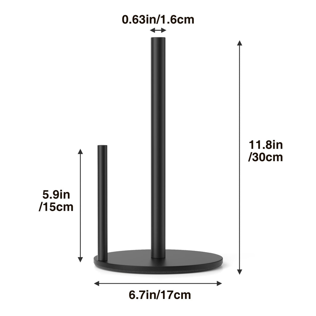 Black Stainless Steel Paper Towel Holder – Countertop Roll Organizer