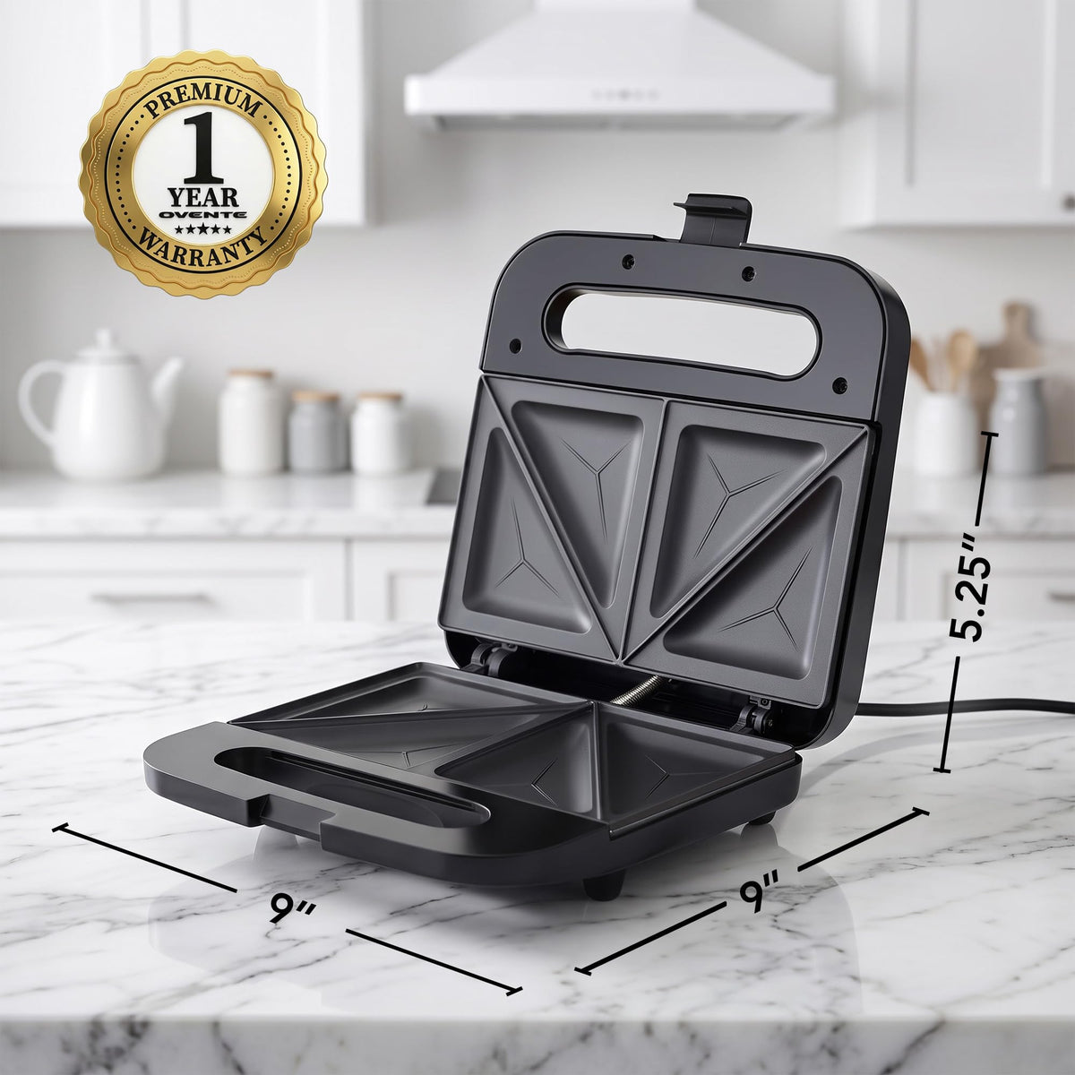 750W Electric Sandwich Maker – Non-Stick Plates, Black