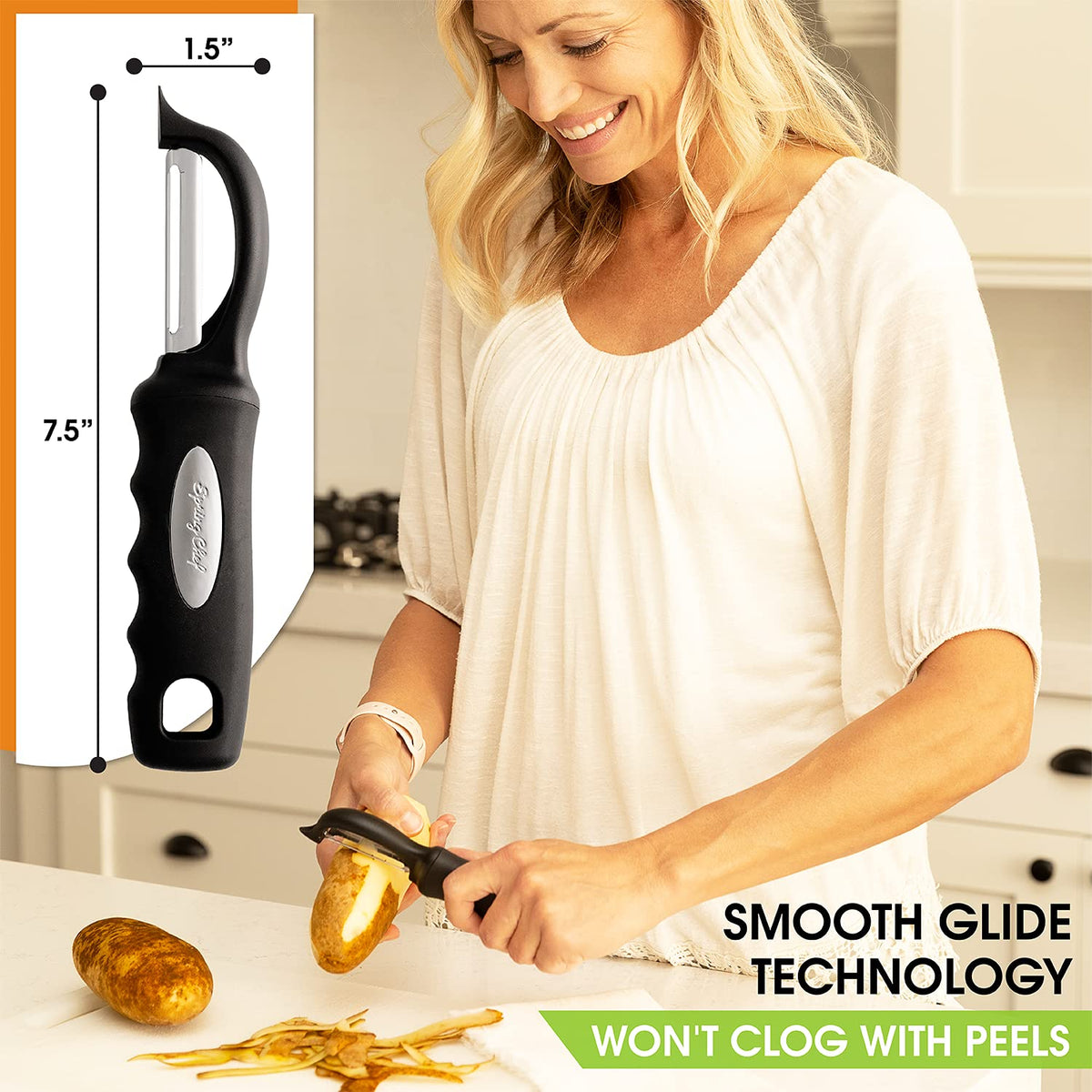 Swivel Vegetable Peeler – Soft Grip Handle, Black