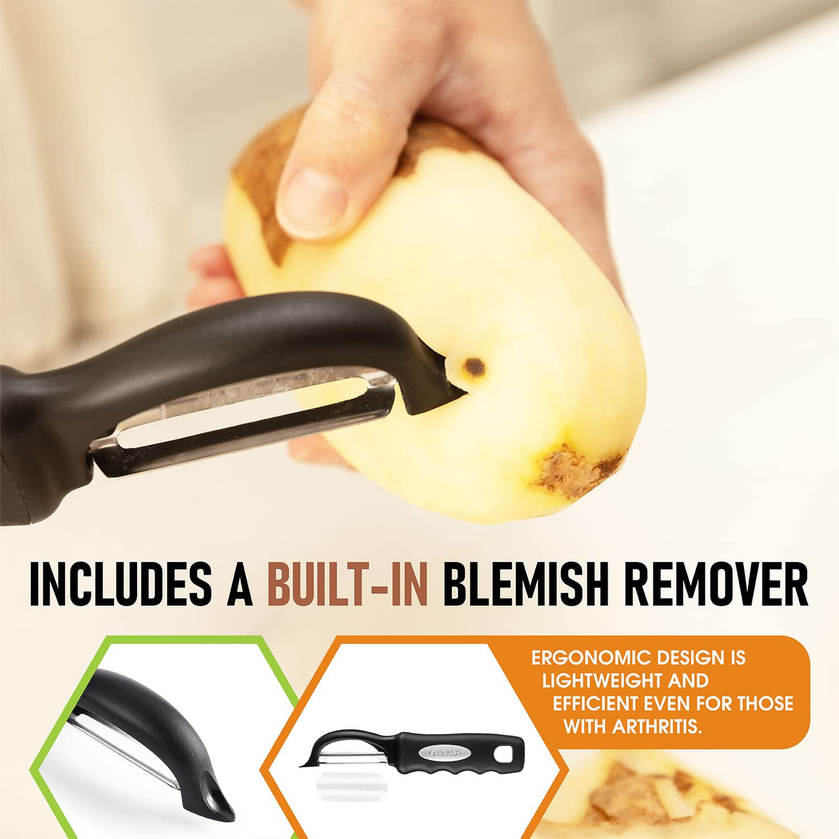 Swivel Vegetable Peeler – Soft Grip Handle, Black