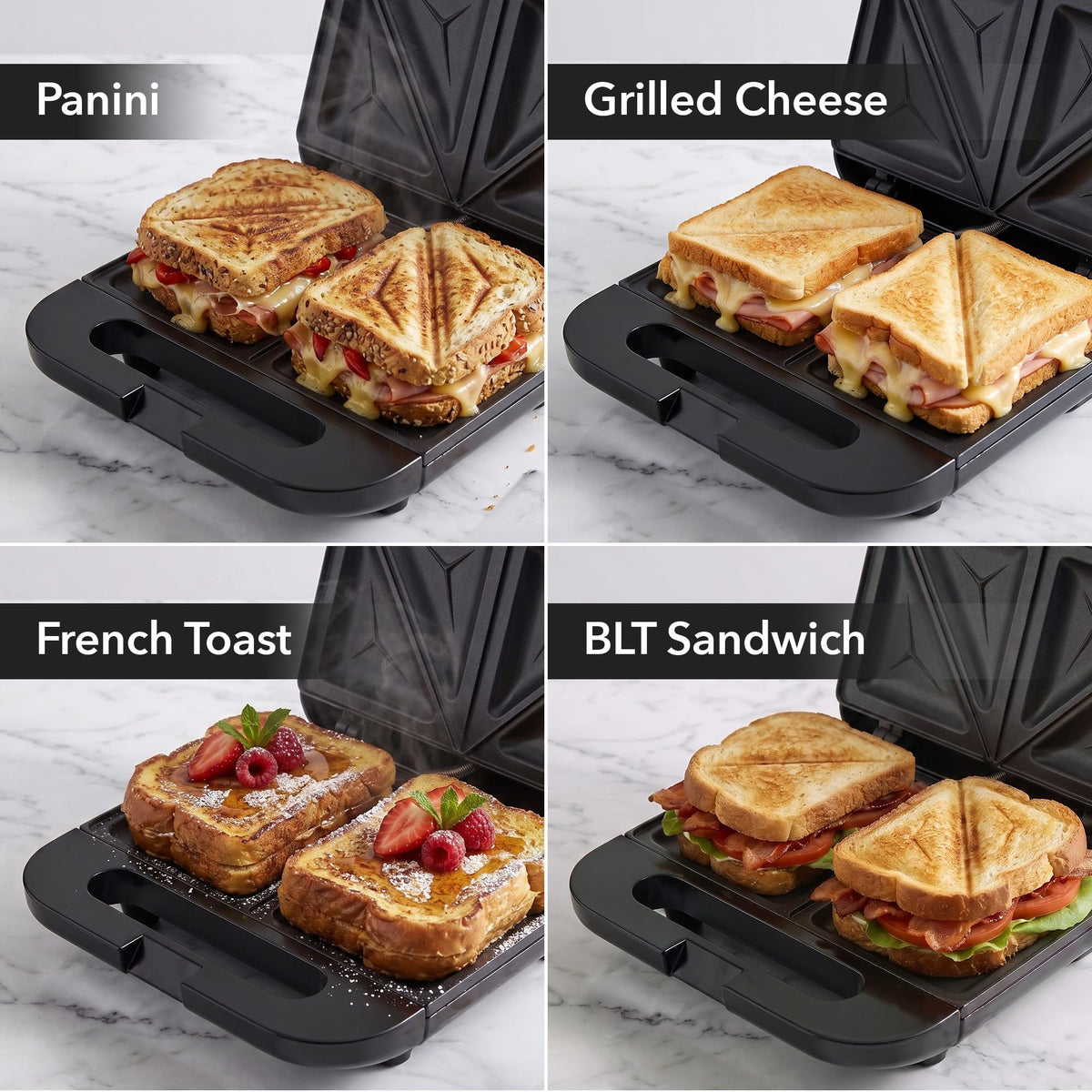 750W Electric Sandwich Maker – Non-Stick Plates, Black