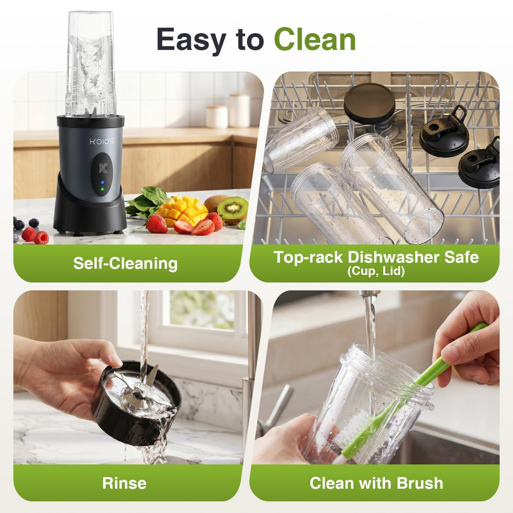 900W Personal Smoothie Blender – 3 To-Go Cups, Portable Juicer