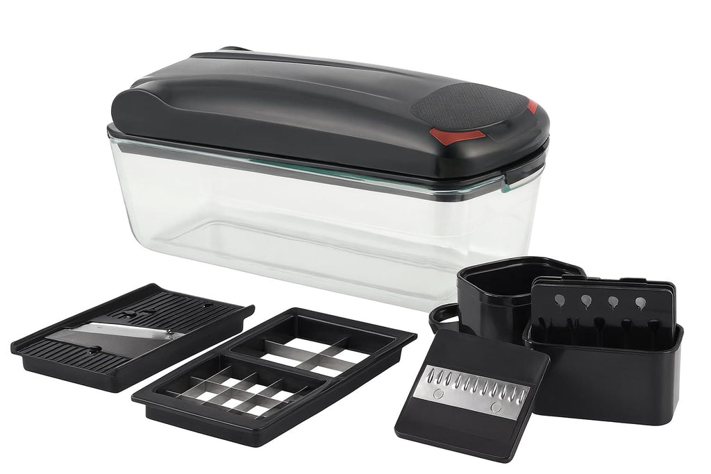 13-in-1 Vegetable Chopper with Glass Container – Manual Food Slicer