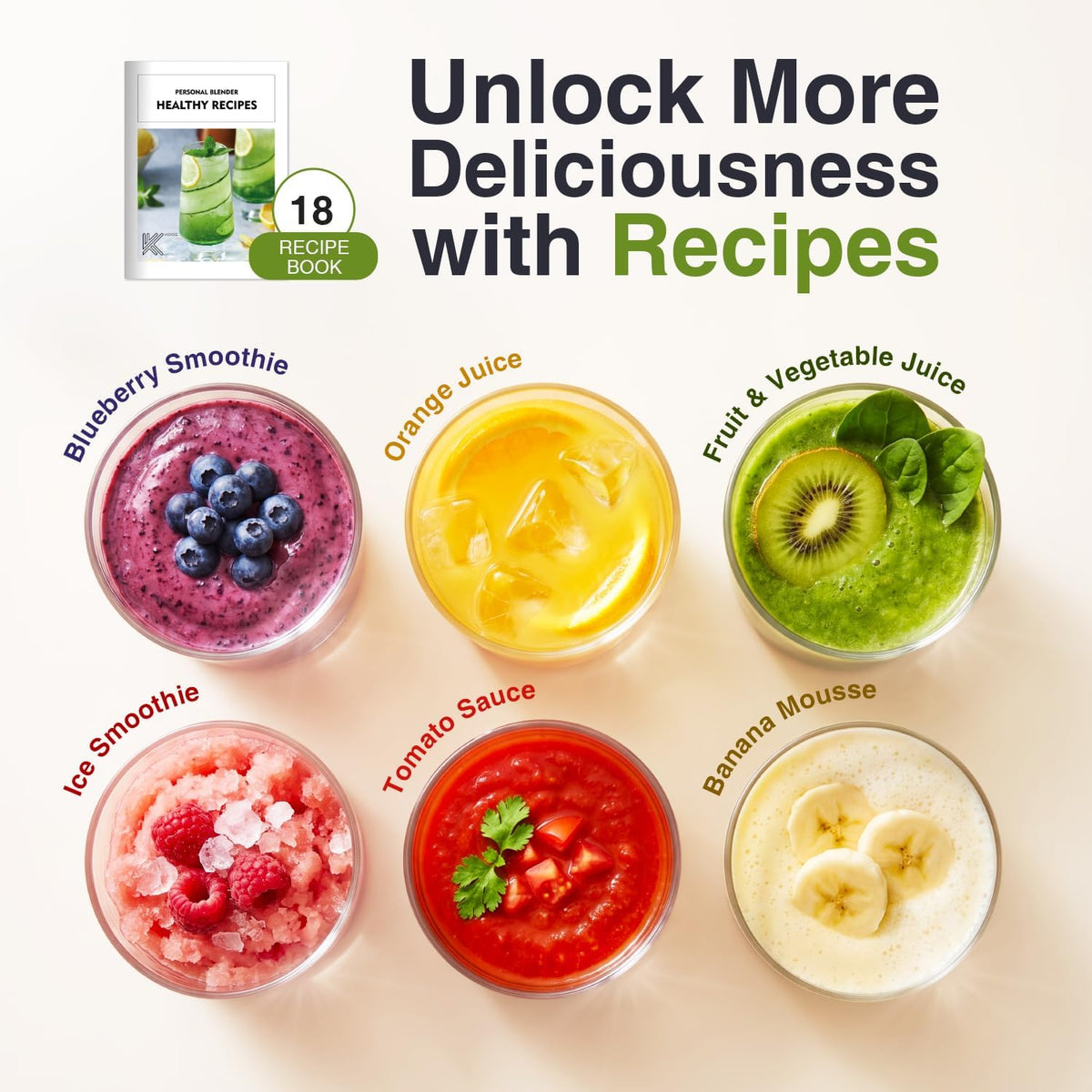 900W Personal Smoothie Blender – 3 To-Go Cups, Portable Juicer