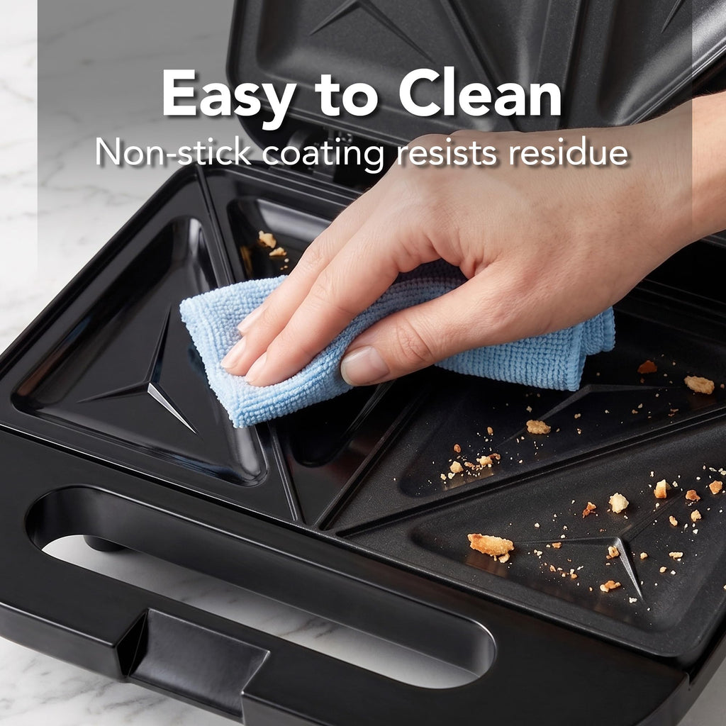 750W Electric Sandwich Maker – Non-Stick Plates, Black