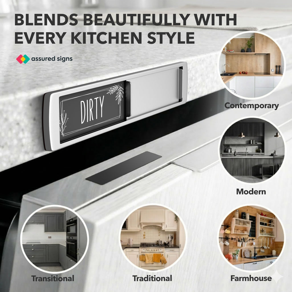 Dishwasher Clean Dirty Magnet – 7 x 2 Inch Kitchen Sign