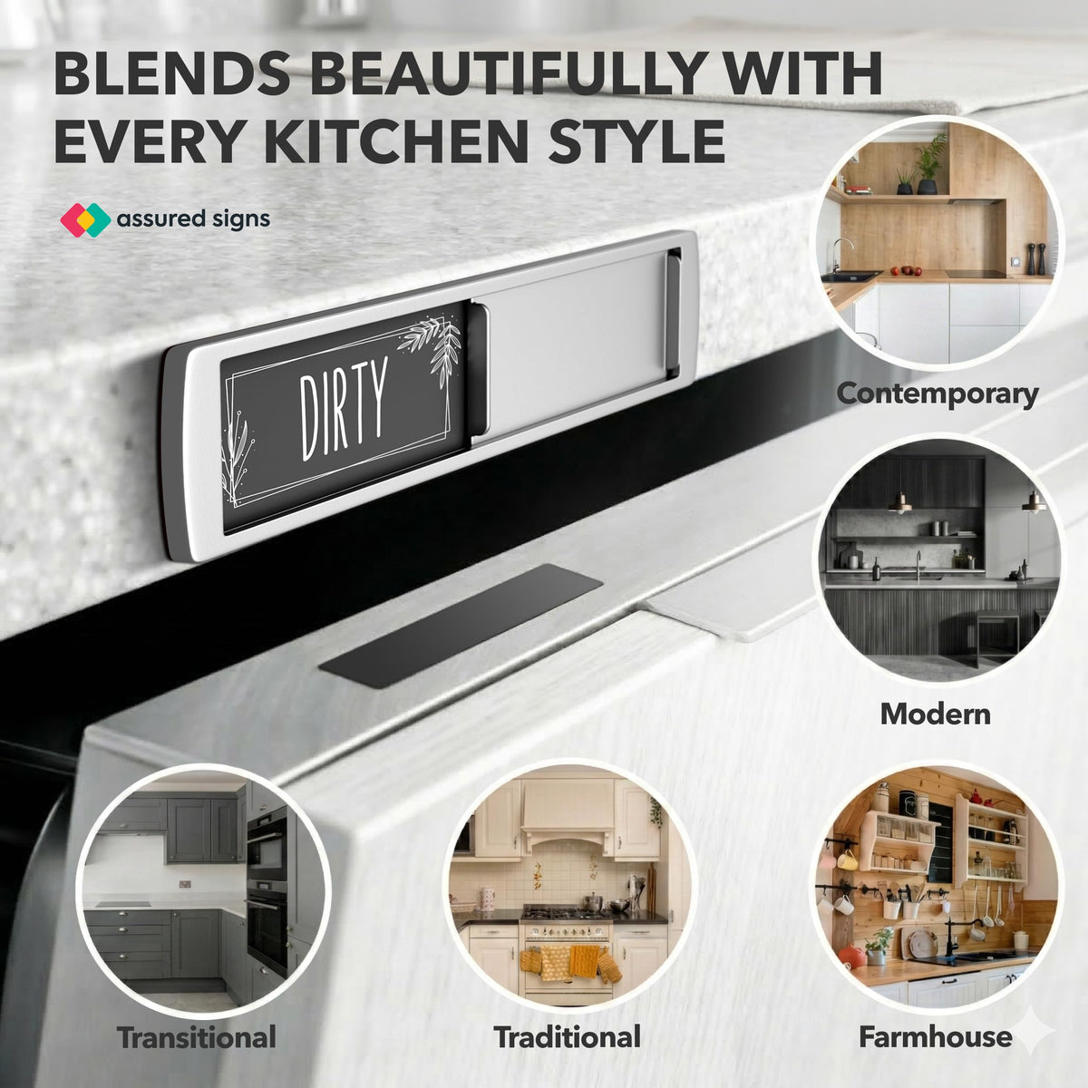 Dishwasher Clean Dirty Magnet – 7 x 2 Inch Kitchen Sign