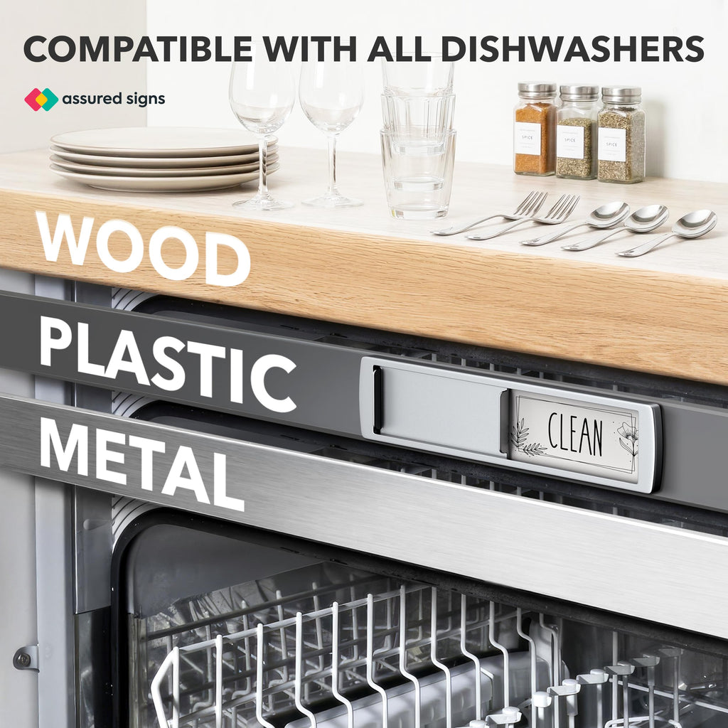 Dishwasher Clean Dirty Magnet – 7 x 2 Inch Kitchen Sign