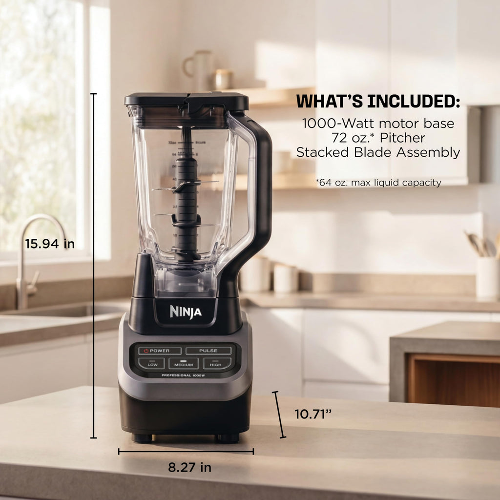 1000W Professional Blender – 72 oz Pitcher, High-Power Blender