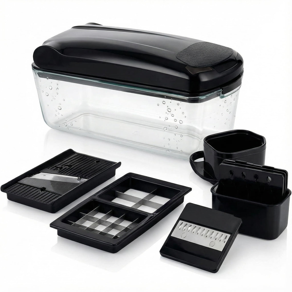 13-in-1 Vegetable Chopper with Glass Container – Manual Food Slicer