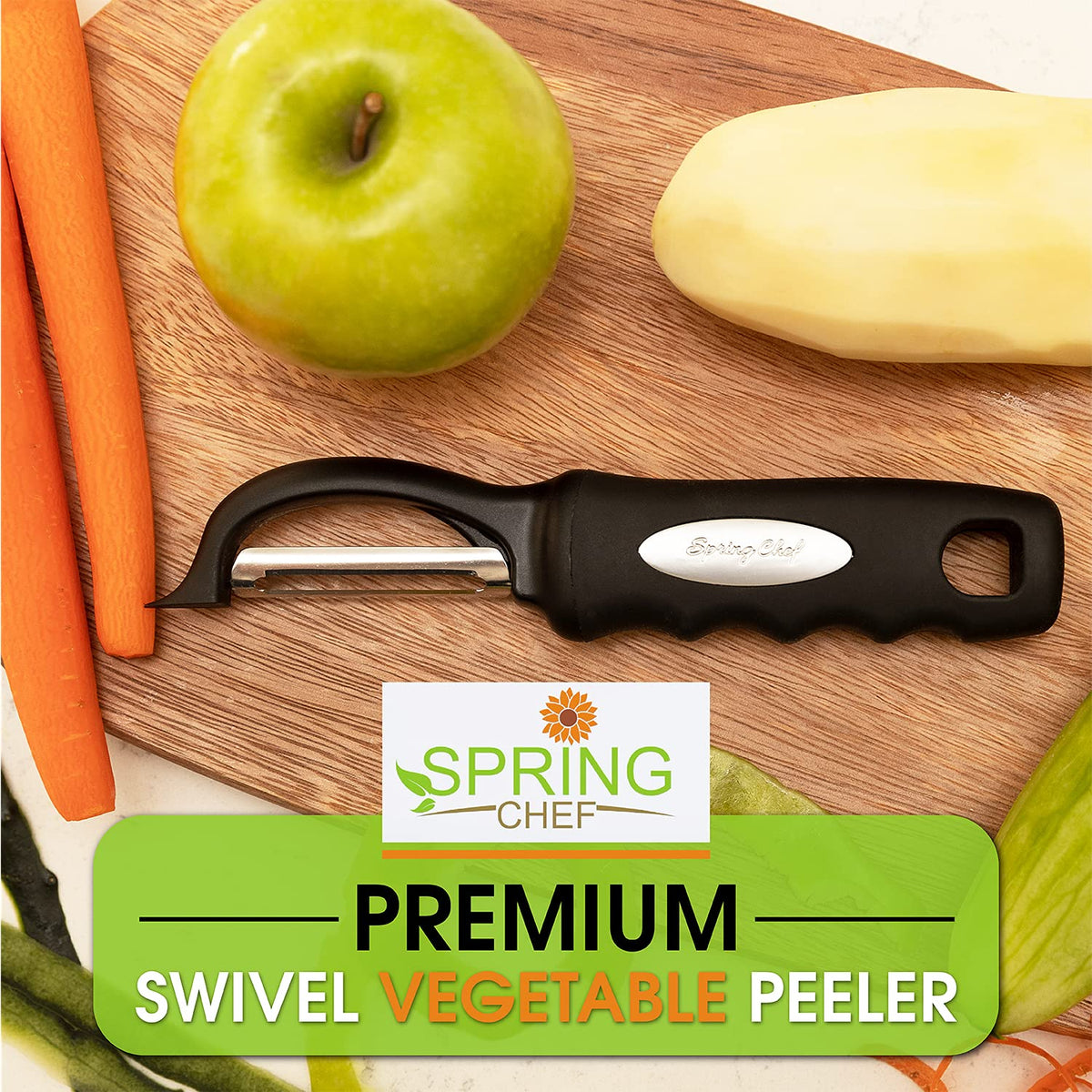 Swivel Vegetable Peeler – Soft Grip Handle, Black